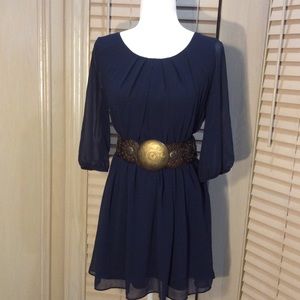 Navy Mid-Sleeve Dress